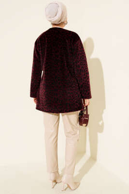 Leopar Desenli Yan Bağlamalı Goldfox Ceket Bordo - Ceket