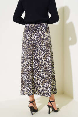 Leopar Empirme Saten Etek Leopar - Uzun Etek