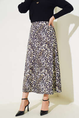 Leopar Empirme Saten Etek Leopar - Uzun Etek