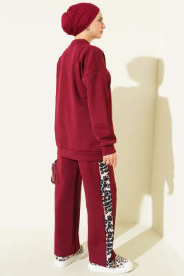 Leopar Figürlü Scuba İkili Takım Bordo - İkili Takım