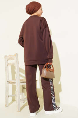 Leopar Figürlü Scuba İkili Takım Kahve - İkili Takım