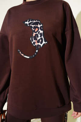 Leopar Figürlü Scuba İkili Takım Kahve - İkili Takım