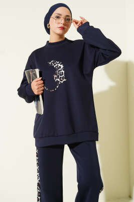 Leopar Figürlü Scuba İkili Takım Lacivert - İkili Takım