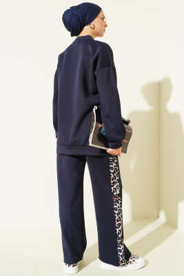 Leopar Figürlü Scuba İkili Takım Lacivert - İkili Takım