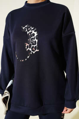 Leopar Figürlü Scuba İkili Takım Lacivert - İkili Takım