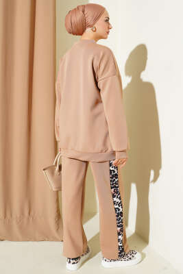 Leopar Figürlü Scuba İkili Takım Latte - İkili Takım