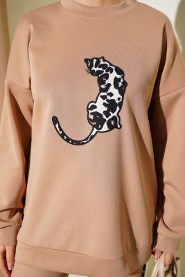 Leopar Figürlü Scuba İkili Takım Latte - İkili Takım