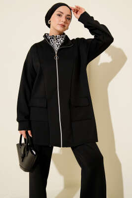 Leopar Garnili Fermuarlı Scuba İkili Takım Siyah - Scuba Ürünler