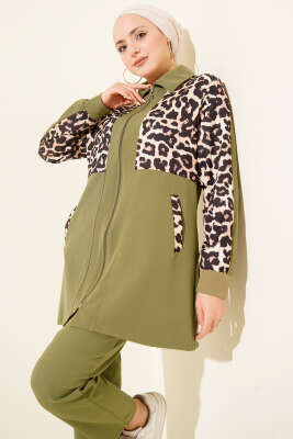 Leopar Garnili Hırkalı İkili Takım Haki - 500-700 TL Ürünler