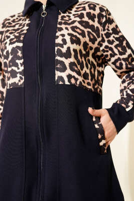 Leopar Garnili Hırkalı İkili Takım Lacivert - 500-700 TL Ürünler