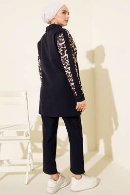 Leopar Garnili Hırkalı İkili Takım Lacivert - Günün Seçilenleri