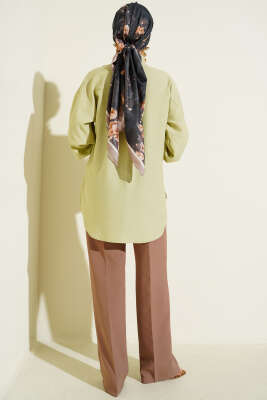 Leopar Jakar Balon Kol Gömlek Çağla Yeşili - Gömlek