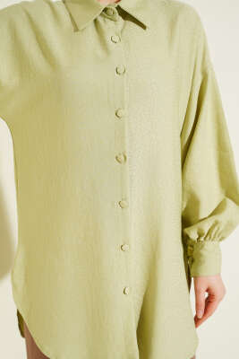 Leopar Jakar Balon Kol Gömlek Çağla Yeşili - Gömlek