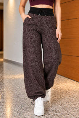 Leopar Kalpli Jogger Pantolon Acı Kahve - Kadın Giyim Modelleri