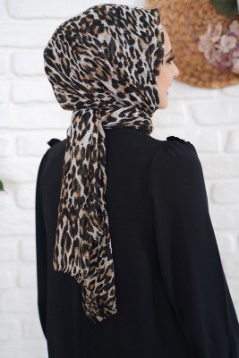 Leopar Serisi Camel Şal - Black&White