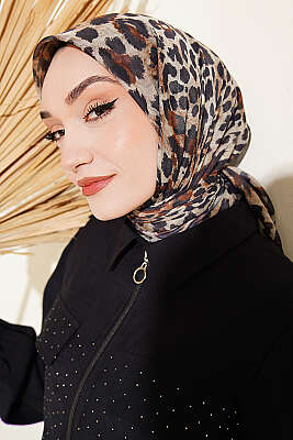 Leopar Serisi Cotton Eşarp Asorti 1 - Başörtüsü
