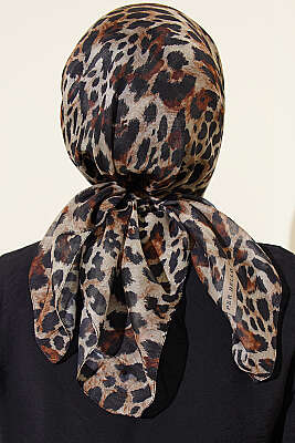 Leopar Serisi Cotton Eşarp Asorti 1 - Başörtüsü