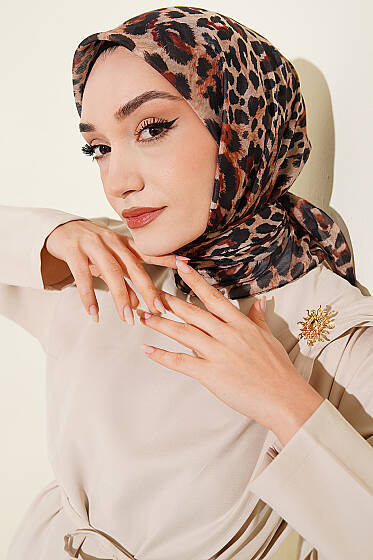 Leopar Serisi Cotton Eşarp Asorti 10 - Başörtüsü