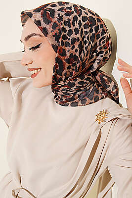 Leopar Serisi Cotton Eşarp Asorti 10 - Başörtüsü
