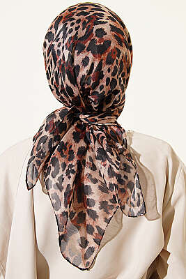 Leopar Serisi Cotton Eşarp Asorti 10 - Başörtüsü