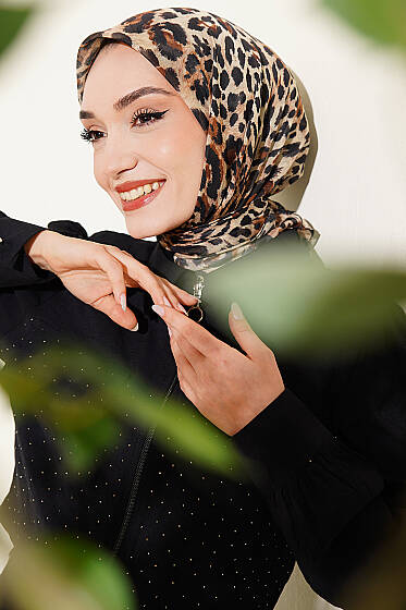 Leopar Serisi Cotton Eşarp Asorti 11 - Başörtüsü