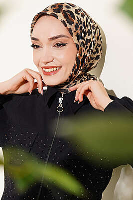 Leopar Serisi Cotton Eşarp Asorti 11 - Başörtüsü