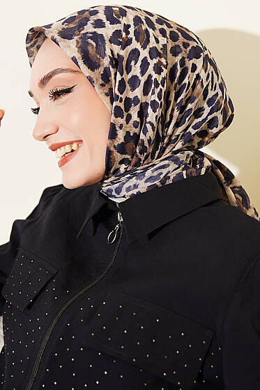 Leopar Serisi Cotton Eşarp Asorti 12 - Başörtüsü