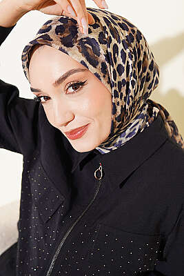 Leopar Serisi Cotton Eşarp Asorti 12 - Başörtüsü