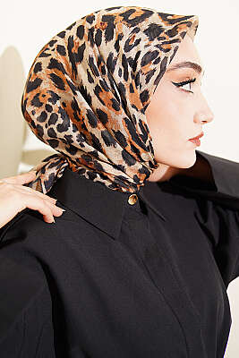 Leopar Serisi Cotton Eşarp Asorti 13 - Başörtüsü
