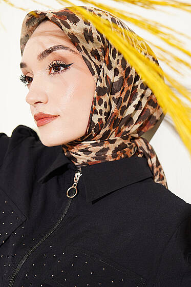 Leopar Serisi Cotton Eşarp Asorti 2 - Başörtüsü