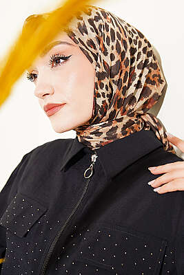 Leopar Serisi Cotton Eşarp Asorti 2 - Başörtüsü