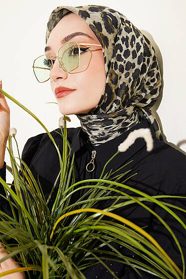 Leopar Serisi Cotton Eşarp Asorti 3 - Başörtüsü