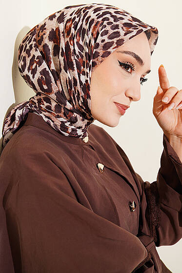 Leopar Serisi Cotton Eşarp Asorti 6 - Başörtüsü