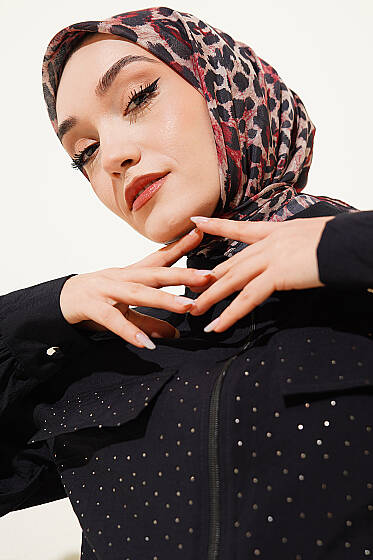 Leopar Serisi Cotton Eşarp Asorti 7 - Başörtüsü