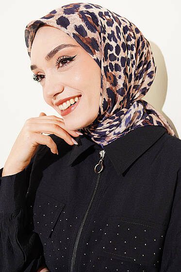 Leopar Serisi Cotton Eşarp Asorti 8 - Başörtüsü