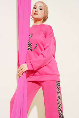 Leopar Şeritli İkili Scuba Takım Fuşya - İkili Takım