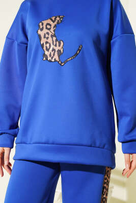 Leopar Şeritli İkili Scuba Takım Saks - Günün Seçilenleri