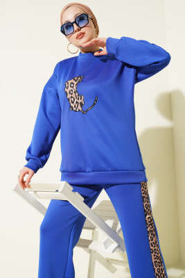 Leopar Şeritli İkili Scuba Takım Saks - İkili Takım