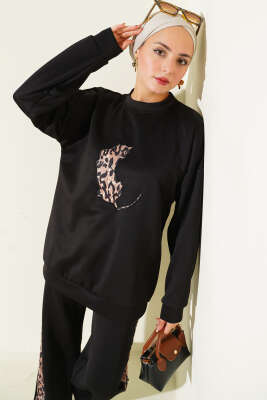 Leopar Şeritli İkili Scuba Takım Siyah - 500-700 TL Ürünler