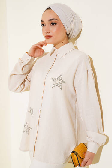 Yıldız Taş Detaylı Salaş Gömlek Taş - Gömlek