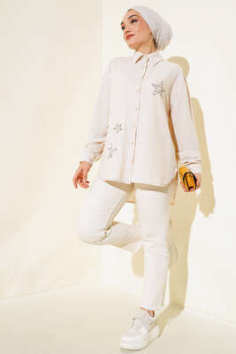 Yıldız Taş Detaylı Salaş Gömlek Taş - Gömlek