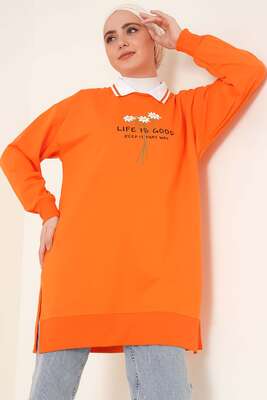 Life Is Good Baskılı Oranj Tunik 