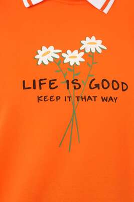 Life Is Good Baskılı Oranj Tunik - Tunik