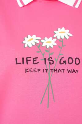 Life Is Good Baskılı Pembe Tunik - Tunik