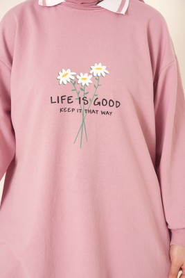 Life Is Good Baskılı Pudra Tunik - Tunik