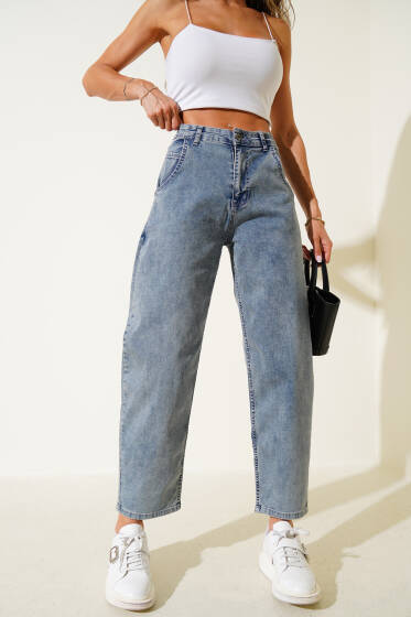 Likralı Baggy Kot Pantolon Kahve Tint - Kadın Giyim Modelleri