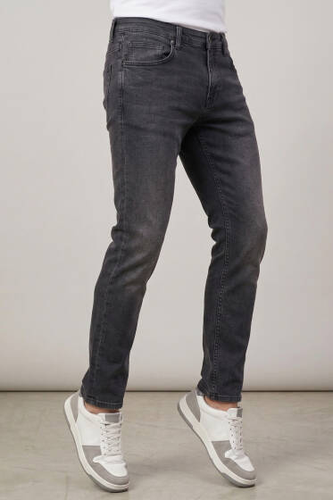 Likralı Cepli Erkek Kot Pantolon Füme - Erkek Pantolon