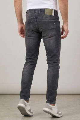 Likralı Cepli Erkek Kot Pantolon Füme - Erkek Pantolon