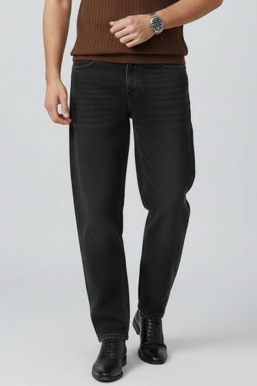 Likralı Cepli Erkek Kot Pantolon Siyah - Erkek Jean