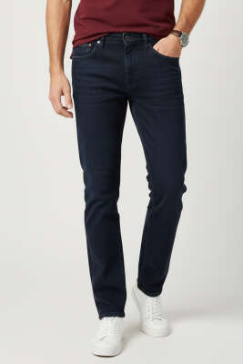 Likralı Dar Paça Basic Erkek Kot Pantolon Lacivert - DEEP BROWN
